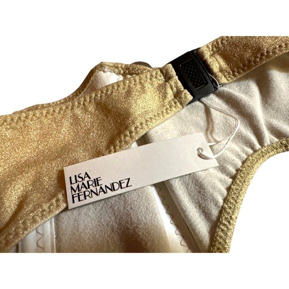 Lisa Marie Fernandez Gold Metallic Bandeau Bikini Set - Size 1Top Size 0 Bottoms - Picture 6 of 8